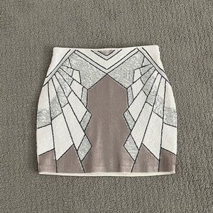 Express Sequin Geometric Mini Skirt XS Soft Stretchy